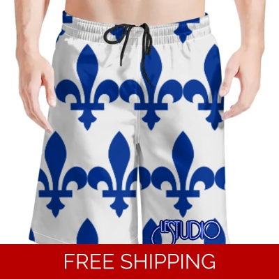 Le Studio Fleur de Lis Blue Custom 3D Men's Beach Shorts